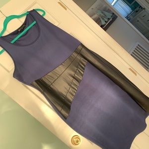 Plus Faux Leather Trim Work Dress